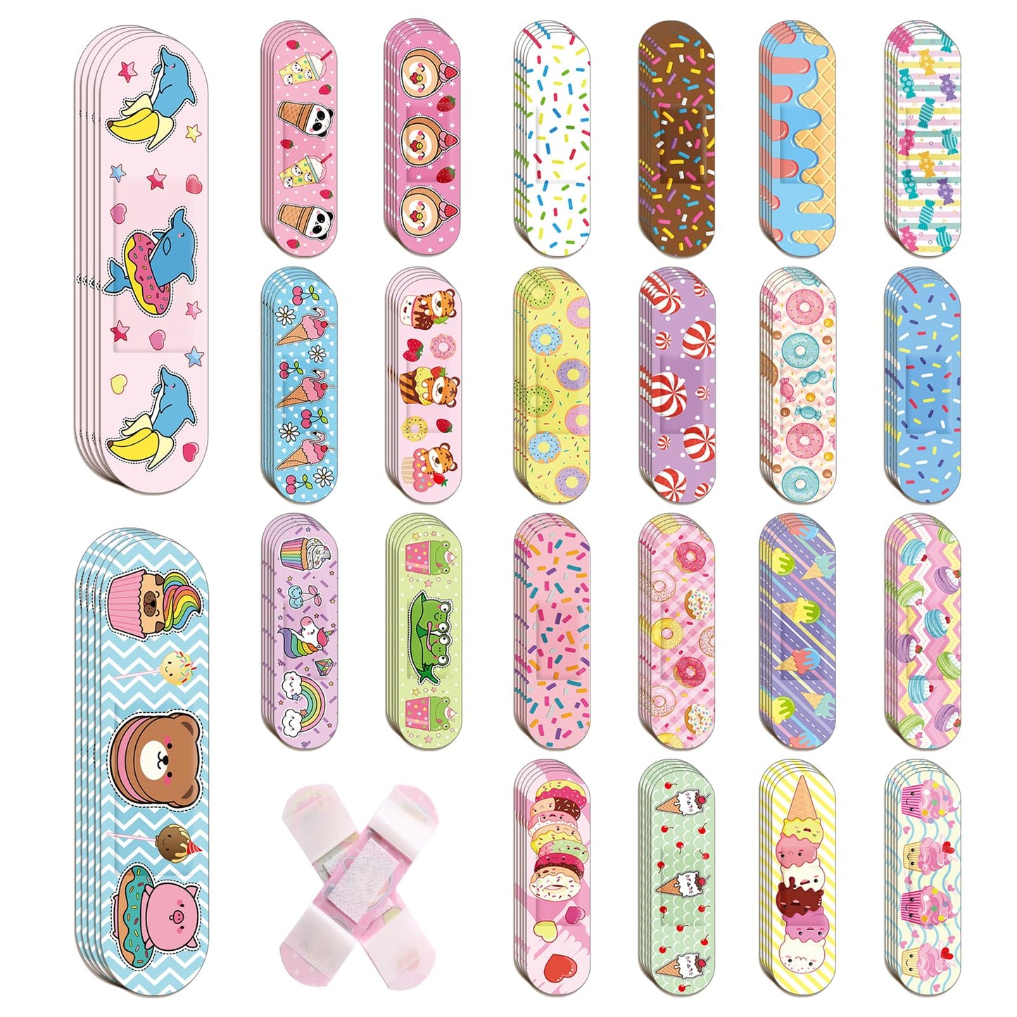 120 Pcs 20 Styles Kids Bandages Bulk Cute Cartoon Flexible Bandages Waterproof Breathable Bandages Strip Protect Cuts and Scrapes for Girls Boys Children Toddlers (Vibrant Style)
