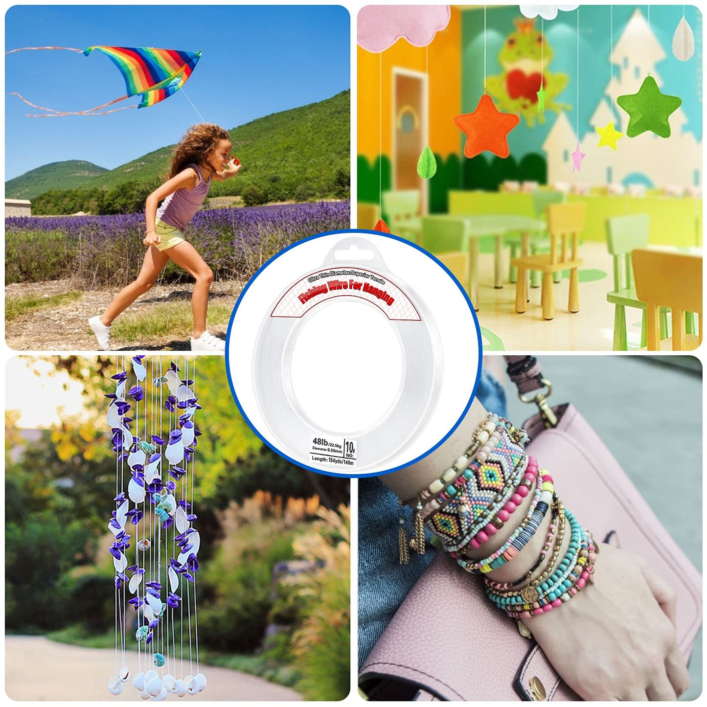 Clear Fishing Wire, Acejoz 656FT Fishing Line Clear Invisible Hanging Wire Strong Nylon String Supports 40 Pounds for Balloon Garland Hanging Decorations. (0.55mm, 460ft, 48LB)…