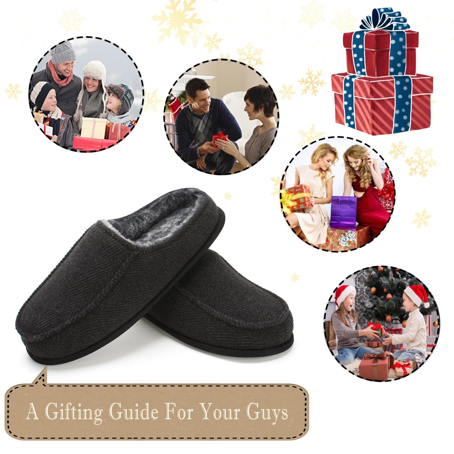 cosyone1997 Men's House Slippers, Cozy Non-slip Home Shoes, Warm Comfy Indoor Outdoor Moccasin Slip Ons, Unique Christmas Gifts for Dad Grandpa Husband Boyfriend, Adult Size 10-11