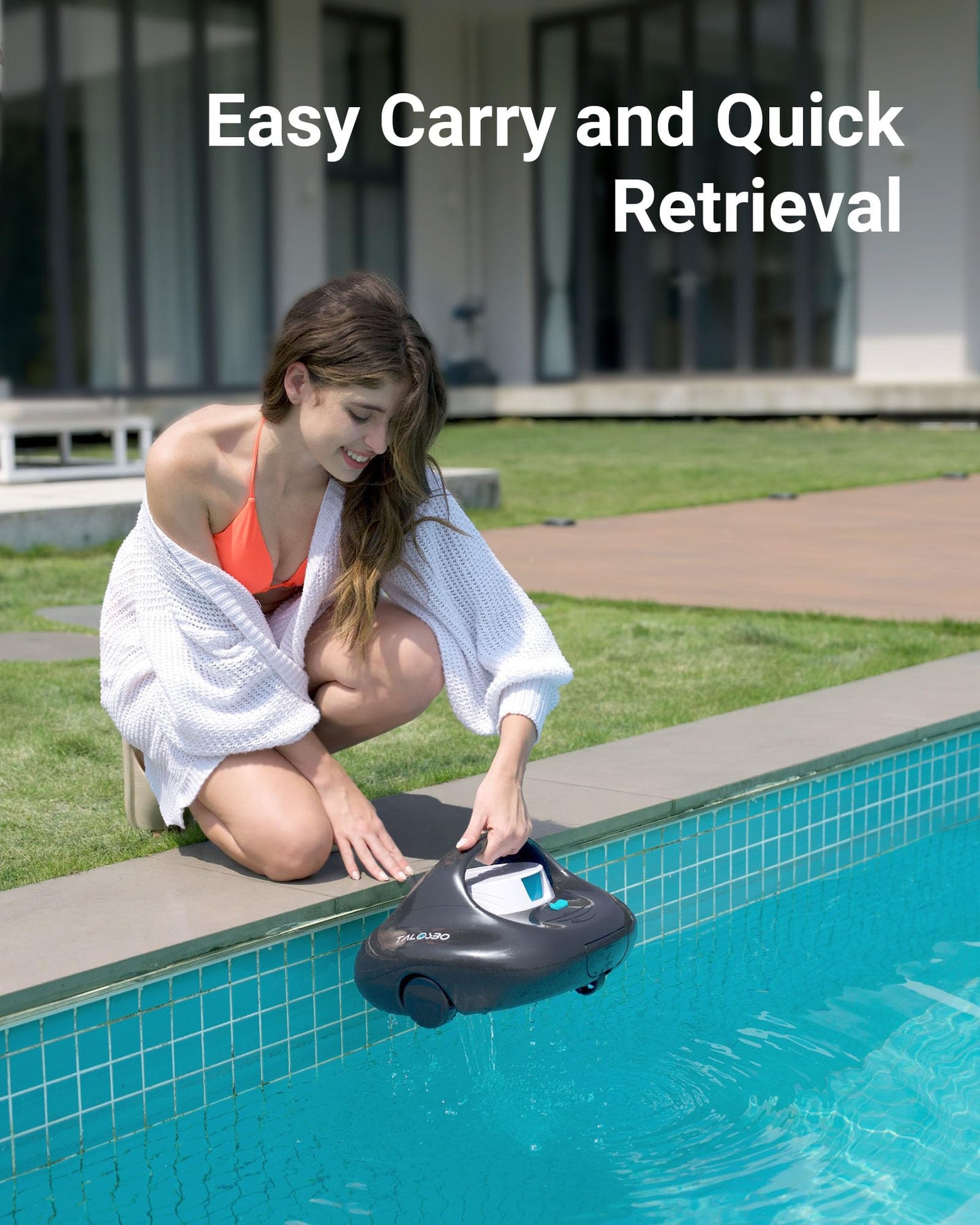 (2025 Upgraded) TALOSBO Pleco Se Cordless Pool Vacuum Up to 130 Mins Runtime, Robotic Pool Cleaner with 2.5H Fast Charge, Ideal for Flat Above Ground and Inground Pools up to 861 Sq. Ft.