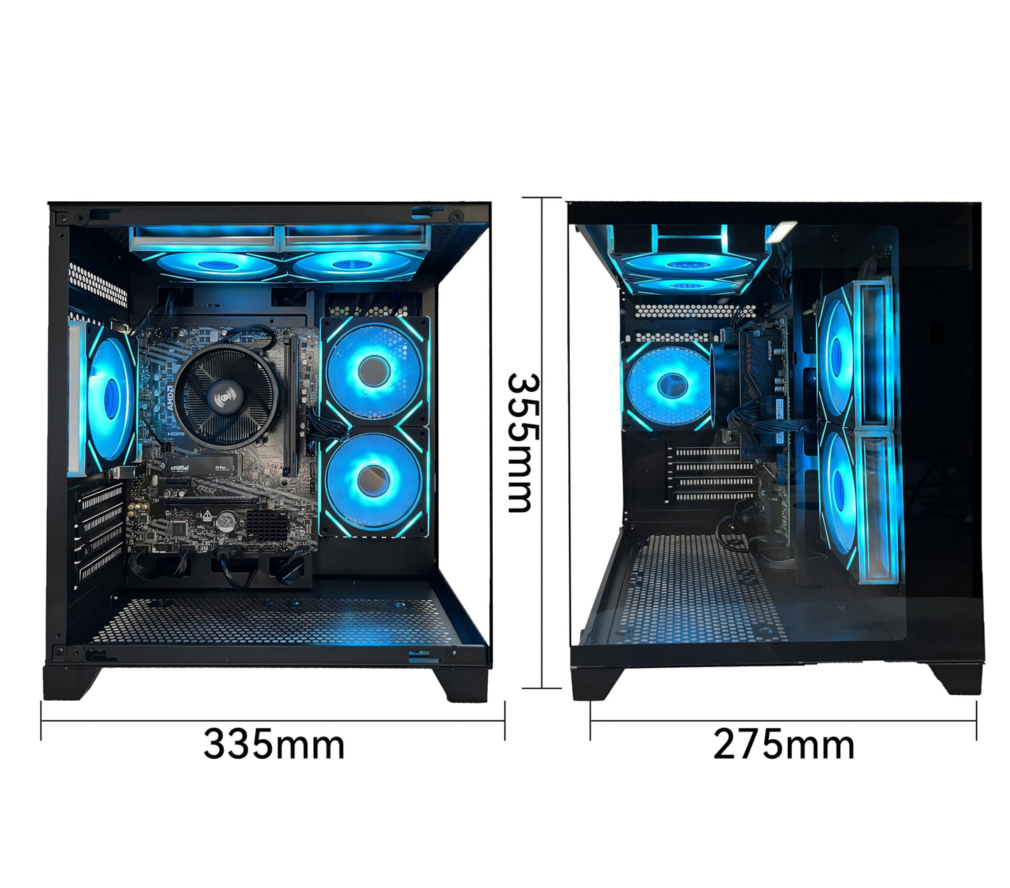 YAWYORE Gaming PC Desktop Computer AMD Ryzen 5 5600GT,16GB DDR4 3200MHz,1TB M.2 NVMe PCle4.0 Gen4,550W 80PLUS PSU,WiFi,Game Design Office Console,Sea View Room, Towers Prebuilt PC (Black)