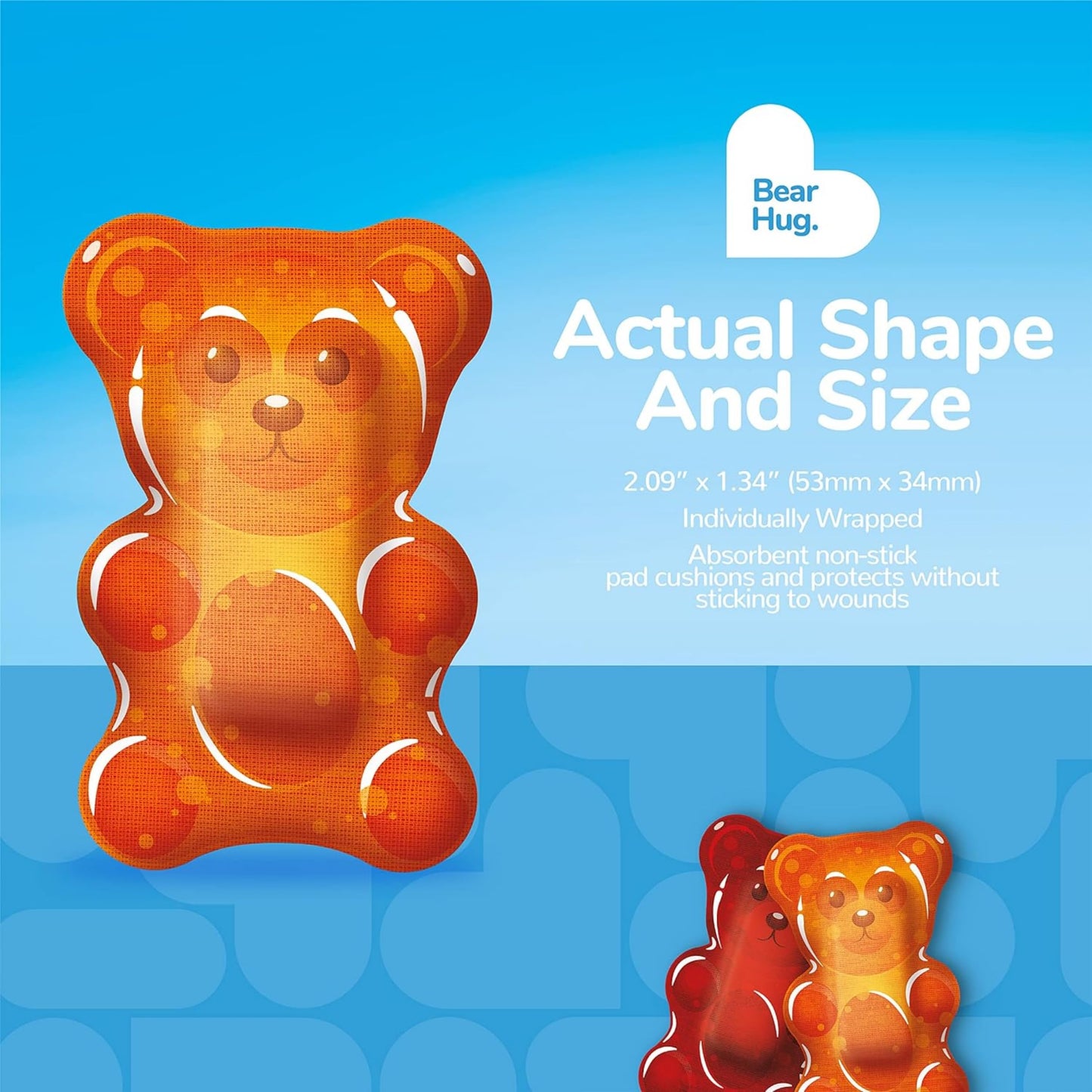 BioSwiss Bandages, Gummy Bear Shaped Self Adhesive Bandages, Latex Free Sterile Wound Care, Fun First Aid Kit Supplies for Kids, 24 Count