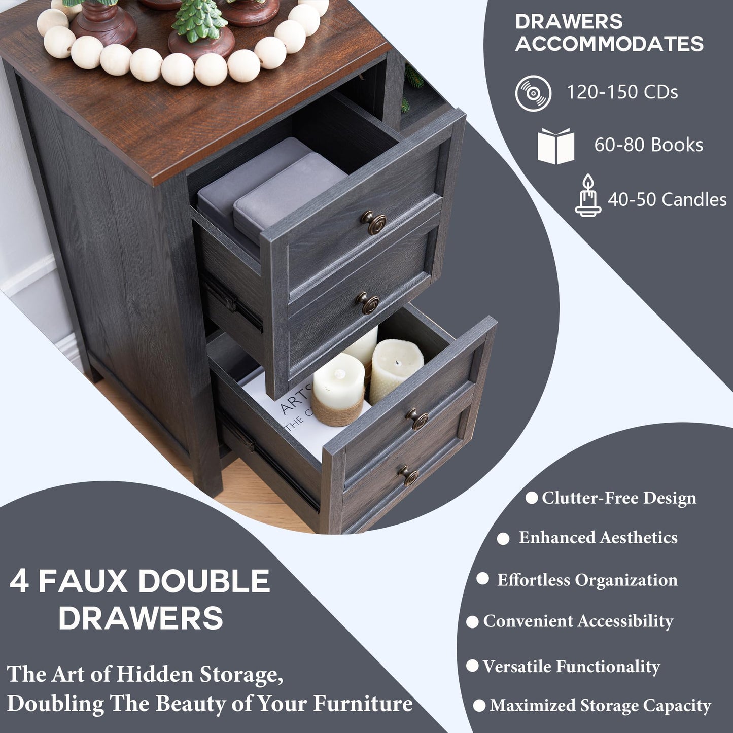 Fireplace TV Stand for TVs up to 80 Inches with 36" Electric Fireplace, 31" Farmhouse Tall Entertainment Center w/Drawer & Adjustable Shelves, Large Media Console for Living Room, 70inch, Dark Grey