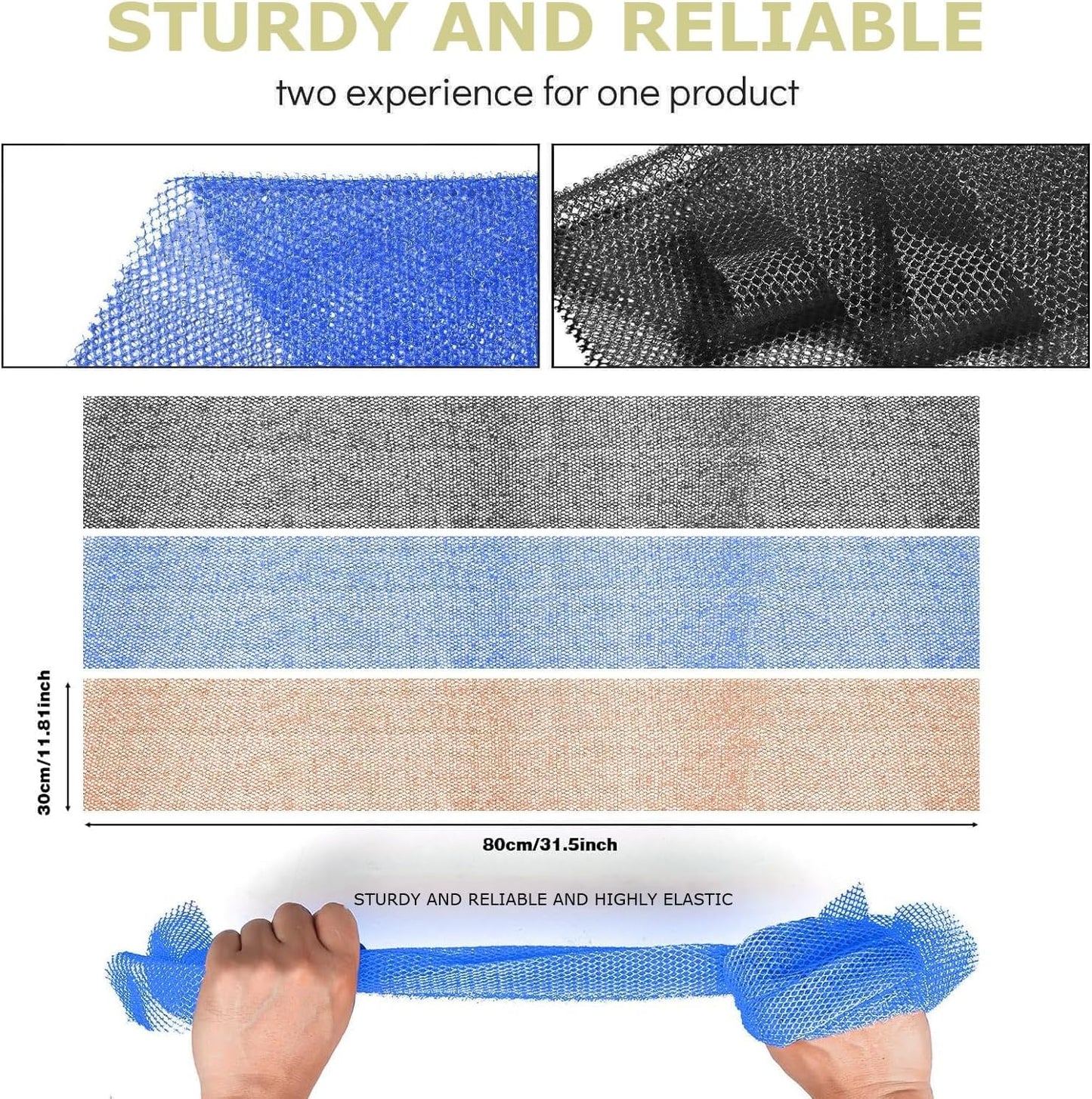 3-Piece African Exfoliating Net Bath Sponge Set | Skin Smoother | Daily Use