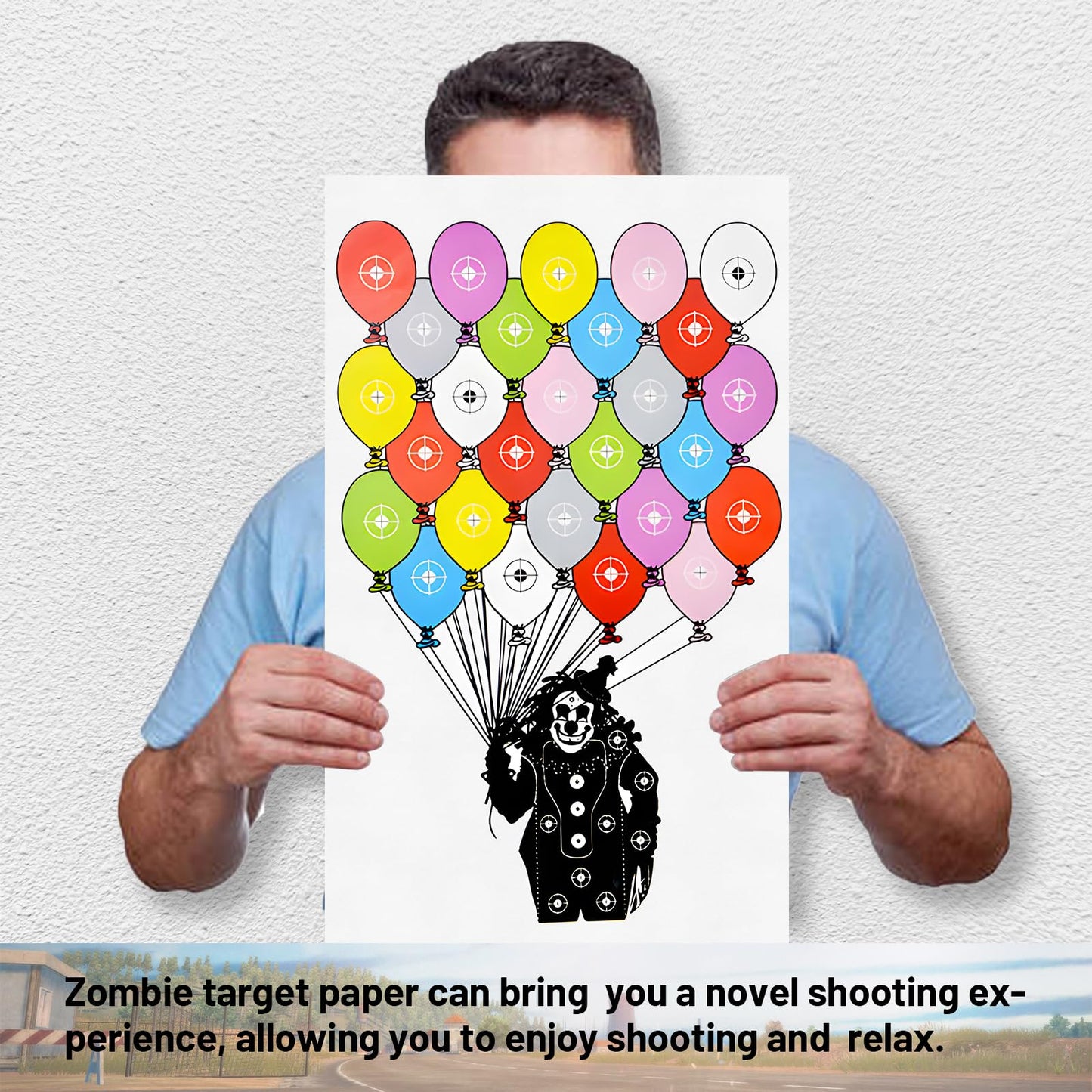 30 Pcs Shooting Targets for The Range - 20 x 12 Inches Zombie Archery Targets Paper, Bow and Arrow Targets Paper for Backyard, for Indoor Outdoor Practice & Shooting (MIX-Clown+Zombie)