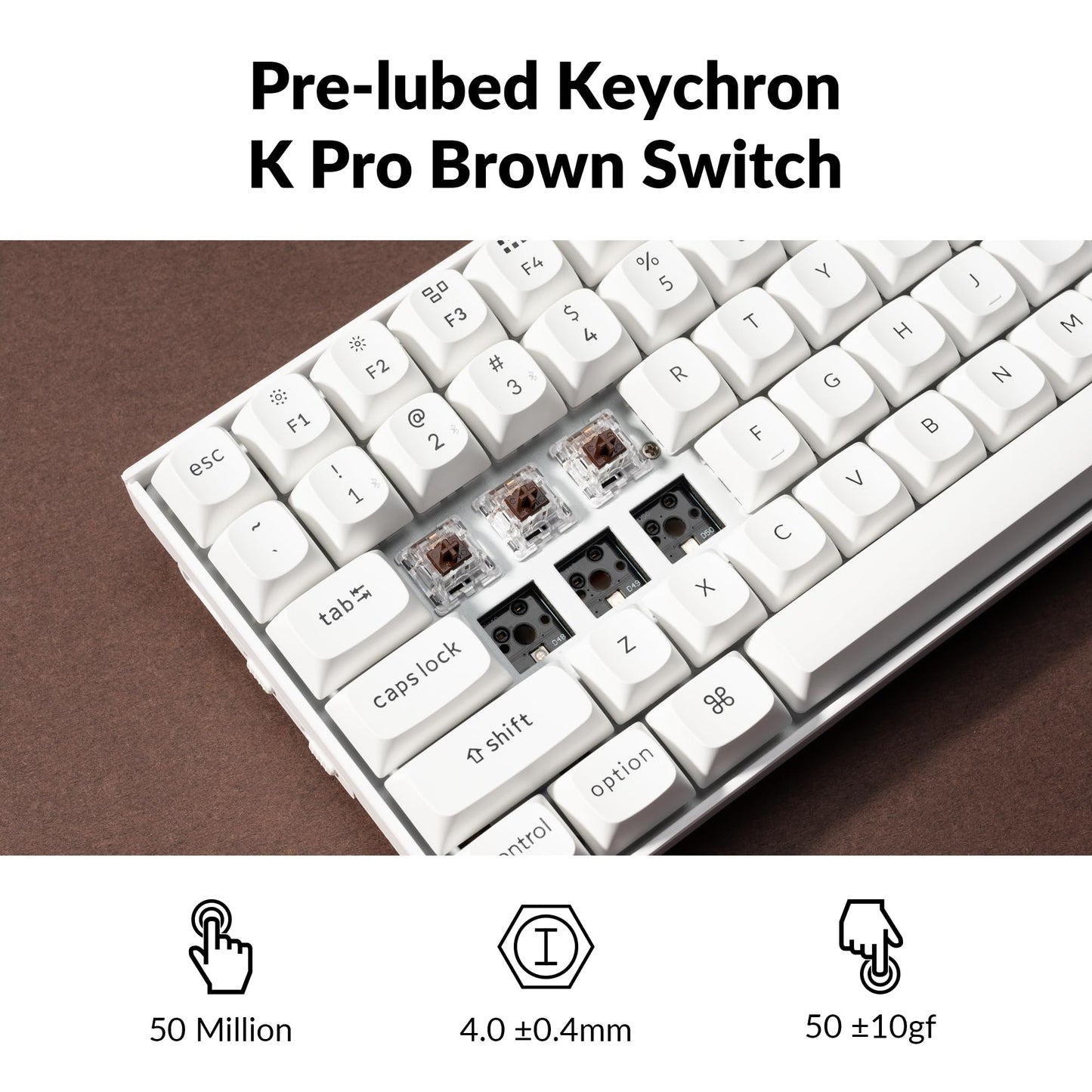 Keychron K2 Pro 75% Layout Bluetooth Wireless Mechanical Keyboard, Custom Programmable Type-C Wired Gaming Keyboard with RGB Backlit, Hot-Swappable K Pro Brown Switch for Mac Windows Linux - White