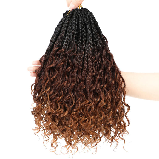 8 Packs Crochet Box Braids- 10 Inch Box Braids Crochet Braids Hair Synthetic Braiding Hair Goddess Box Braids Crochet Hair for Black Women (10(8Packs), 1B/33/30)