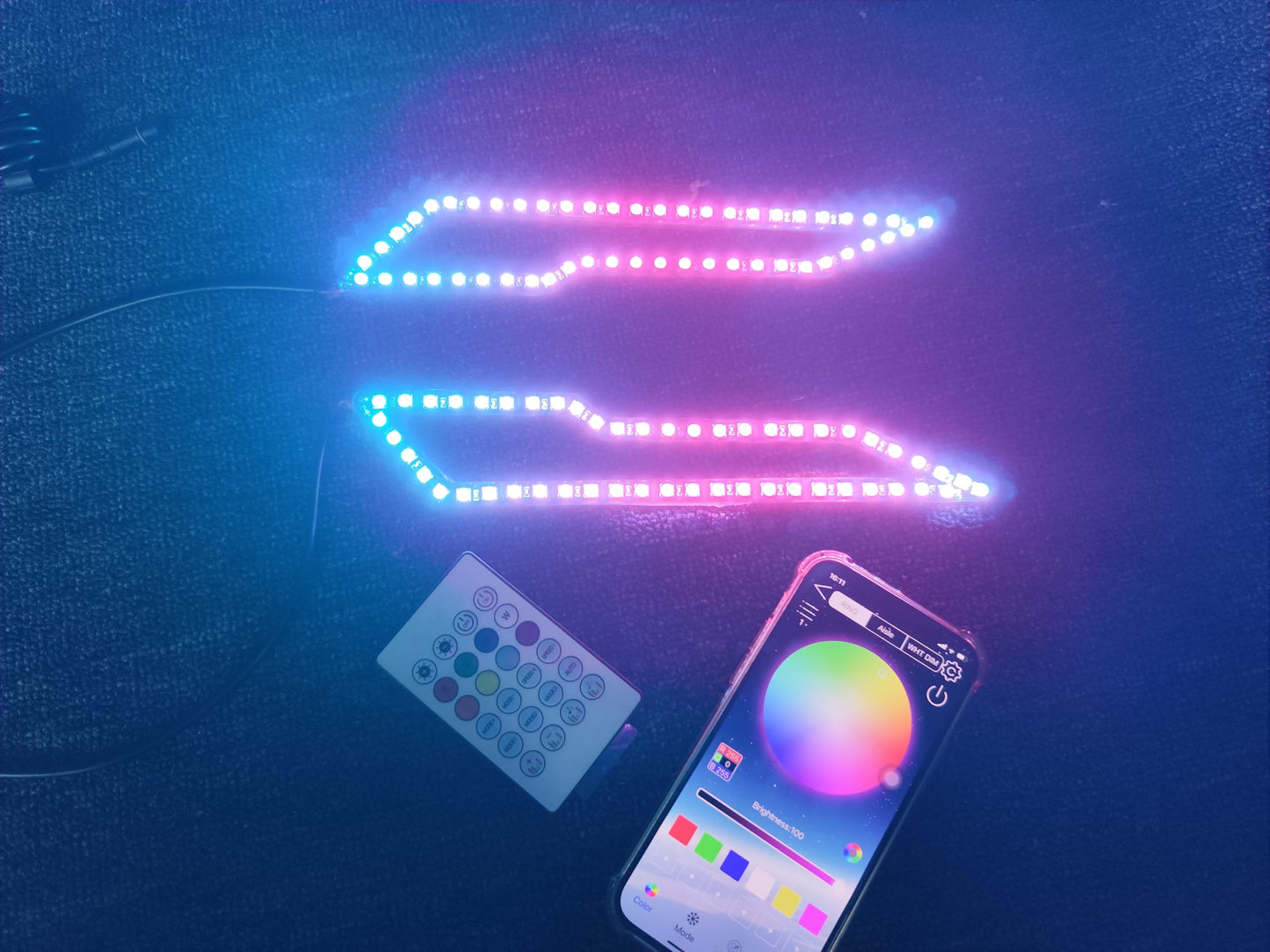 2PCS RGB Dream Color Chasing LED Halo Rings Kit - Angel Eyes Lights with Bluetooth & Remote, Fits 2020-2024 Polaris Slingshot Lower Overlay Lighting Off-Road Attracive Eyes