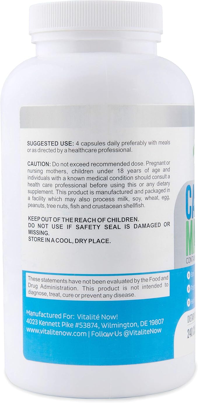 Best Calcium & Magnesium + Vitamin D3 400 IU - Highly Absorbable with Boron - 10 Forms of Calcium + Phosphorus for Bone Strength - All Natural - 240 Capsules - 2 Month Supply!