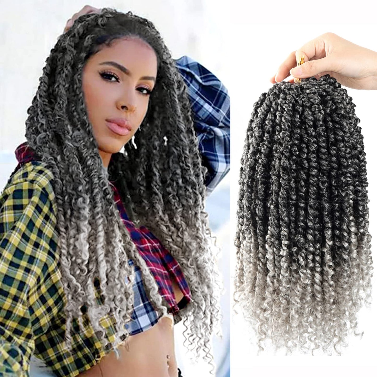 Bileaf Passion Twist Crochet Hair 8 Packs Pre Twisted Crochet Hair For Women Girls And Kids, 14 Inch Pre Looped Passion Twist Ha
