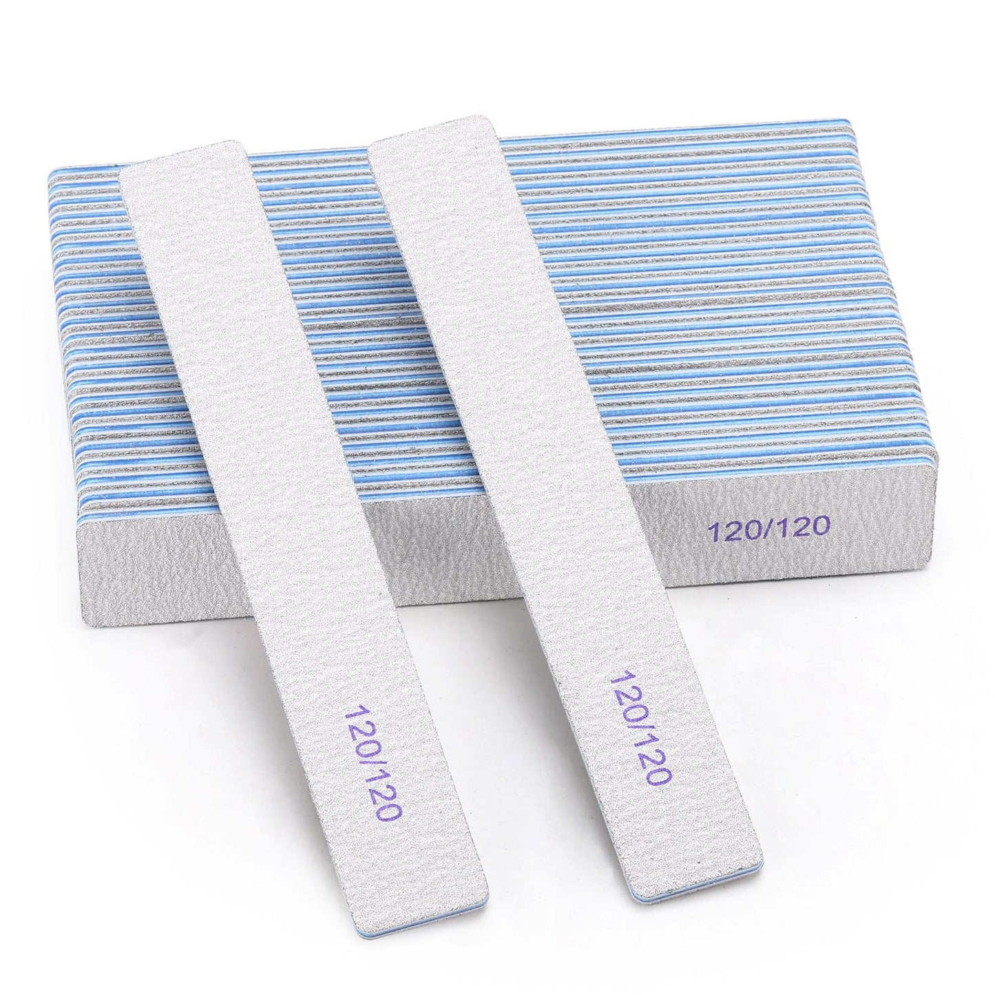 25 Pieces 120 Grit Rectangle Nail Files for Acrylic Nails and Natural Nails, Reusable Nail Buffers Double Sided Emery Boards Manicure Tools