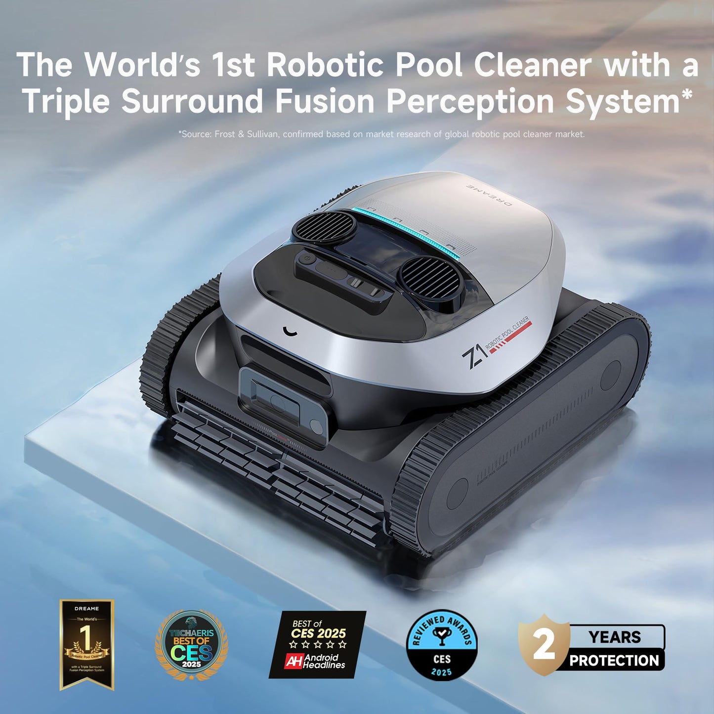 DREAME Z1 Pro Cordless Robotic Pool Cleaner, LiFi Remote Control, 8000 GPH Suction, Waterline Horizontal Cleaning, Auto-Retrieval, Automatic Pool Vacuum for Above & In-Ground Pools, Upgraded Version