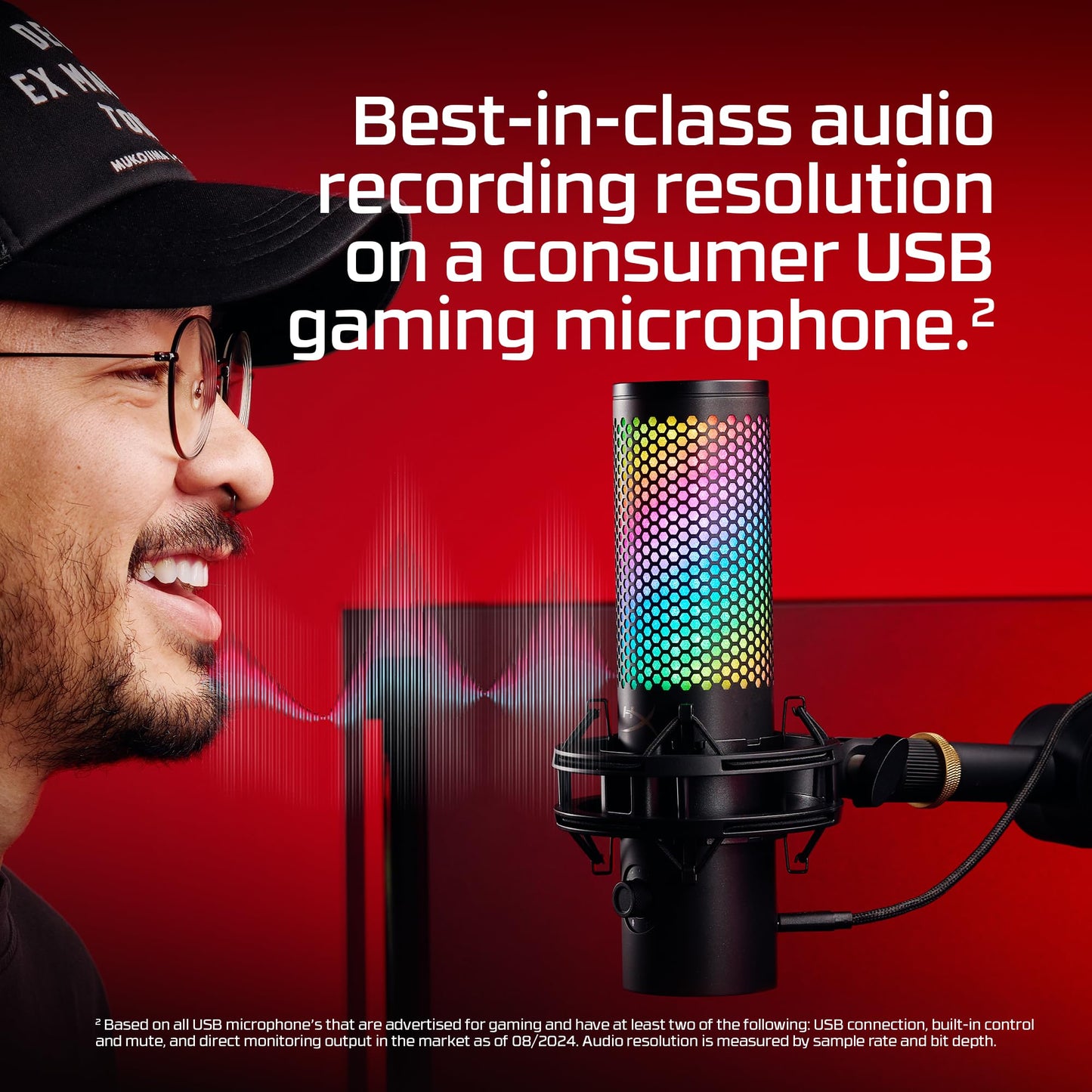 HyperX QuadCast 2 S – USB Microphone, with RGB Lighting, Streaming and Podcasting, with On-Board Controls, LED Lighting, Removable Shock Mount, PC, Mac, USB-C - Black