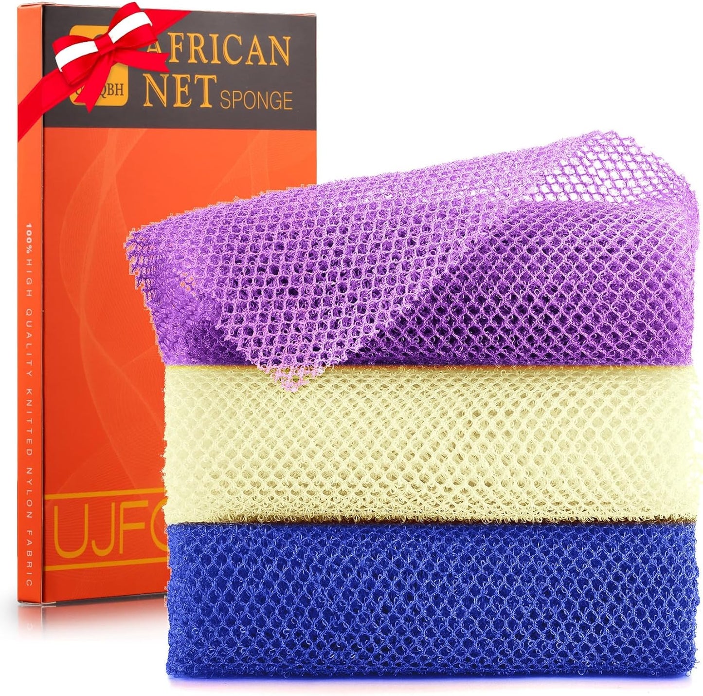 3-Piece African Exfoliating Net Bath Sponge Set | Skin Smoother | Daily Use