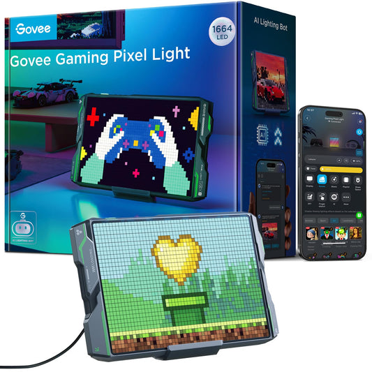 Govee Gaming Pixel Light, RGBIC LED Panel with Real-time Info Display, 150+ Scene Modes & DIY Options, Smart Pixel Lights (Wi-Fi Only), Works with Alexa, Ideal for Game Room Decor, 52x32 Pixels