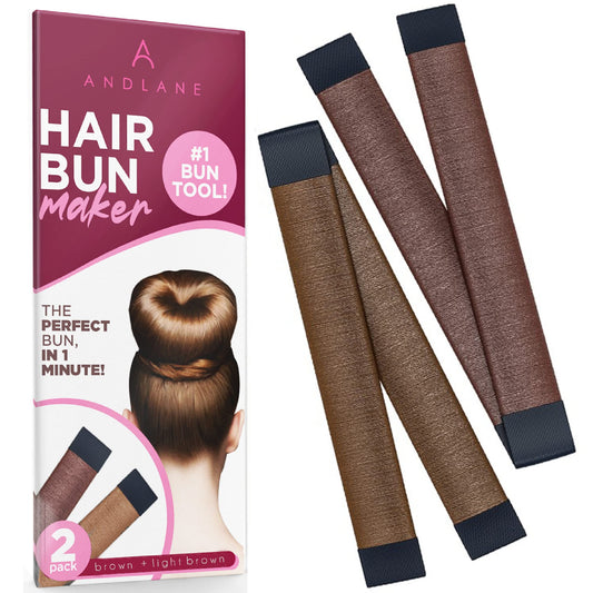 Women's Hair Bun Maker French Twist Hair Fold Wrap Snap by Andlane (1 Brown, 1 Light Brown)