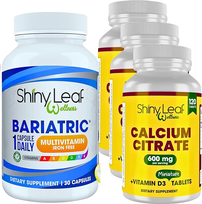 3-Month Post-Bariatric Bundle: Daily Multivitamin Without Iron Caps & Unflavored Calcium Citrate Mini Tablets with Vitamin D3 – Comprehensive Nutritional Support