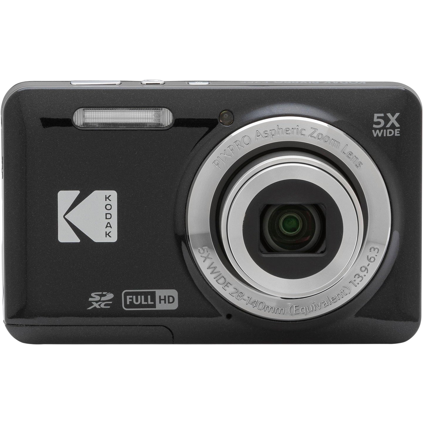Kodak PIXPRO FZ55 Black 16MP Digital Camera 5X Optical Zoom 28mm Wide Angle 1080P Full HD Video 2.7" LCD Camera + 64GB Card and Reader + Case + Memory Wallet + Tripod + Cleaning Bundle
