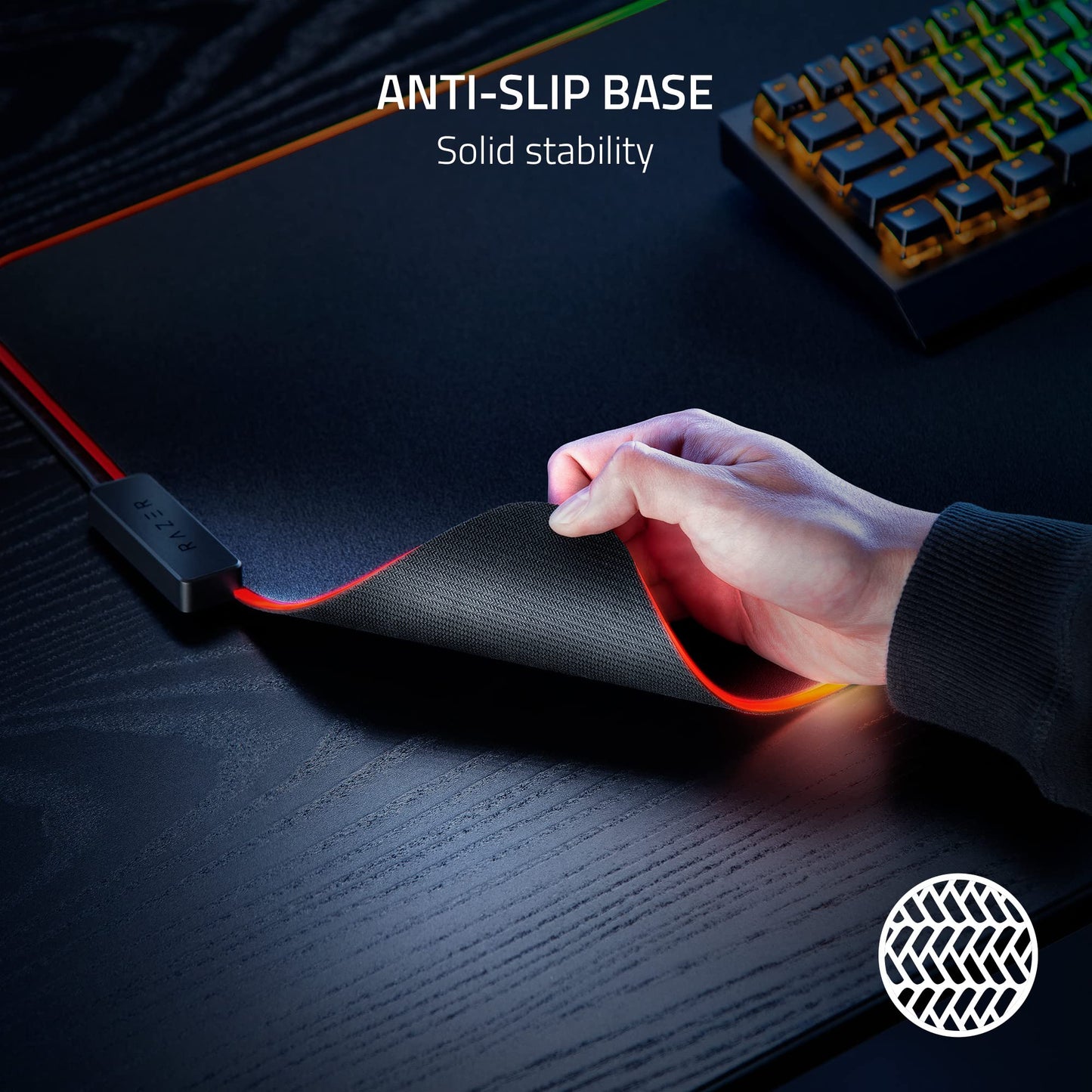 Razer Strider Chroma Hybrid Gaming Mouse Mat with Razer Chroma RGB: Hybrid Soft/Hard Mat - 19 Razer Chroma RGB Lighting Zones - Warp and Water-Resistant - Anti-Slip Base - Seamless Edges