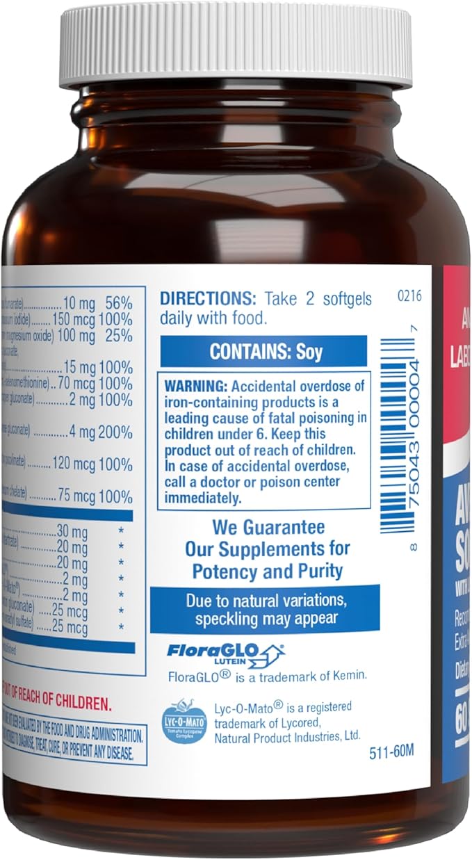 30-in-1 Adult Multivitamin with Iron - Antioxidant Rich Over 50 Multivitamin for Women and Men with Vitamins A C D E B Complex Zinc Magnesium Myo Inositol Lutein Lycopene & More - 1 Month Supply