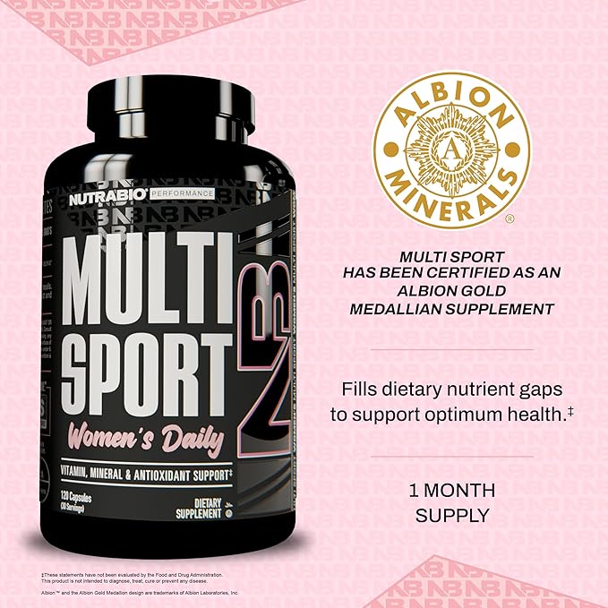 NutraBio Multisport for Women - Womens MultiVitamin - 33 Vitamins, Minerals, Micronutrients - Rich in Antioxidants - Supports Peak Athletic Performance, Energy, Metabolism (120 Vegetable Capsules)