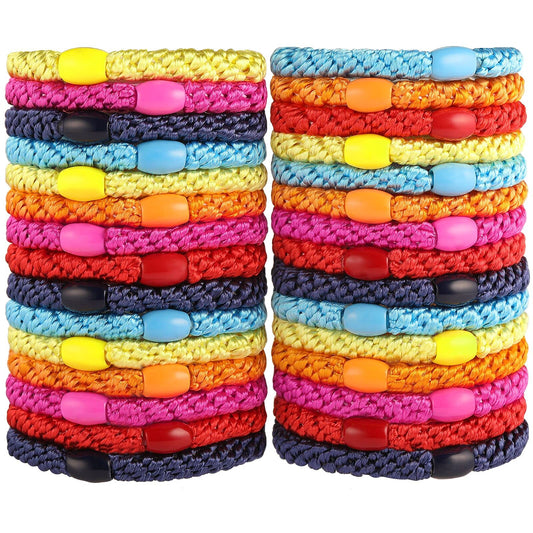 Bracelet Hair Ties For Women Girls, Funtopia 30 Pcs Colorful Elastics Hair Bands Ponytail Holders For Thick Hair, No Metal No Da