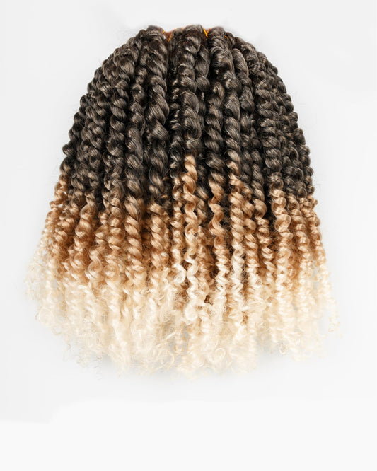 10 Inches 8 Packs Short Passion Twist Crochet Hair for Black Women and Kids-3 Tones Ombre Gray to Blonde to Off-white, Pre Looped Pretwisted Crochet Hair Extension(10"-8 Packs,Gray/27/613)