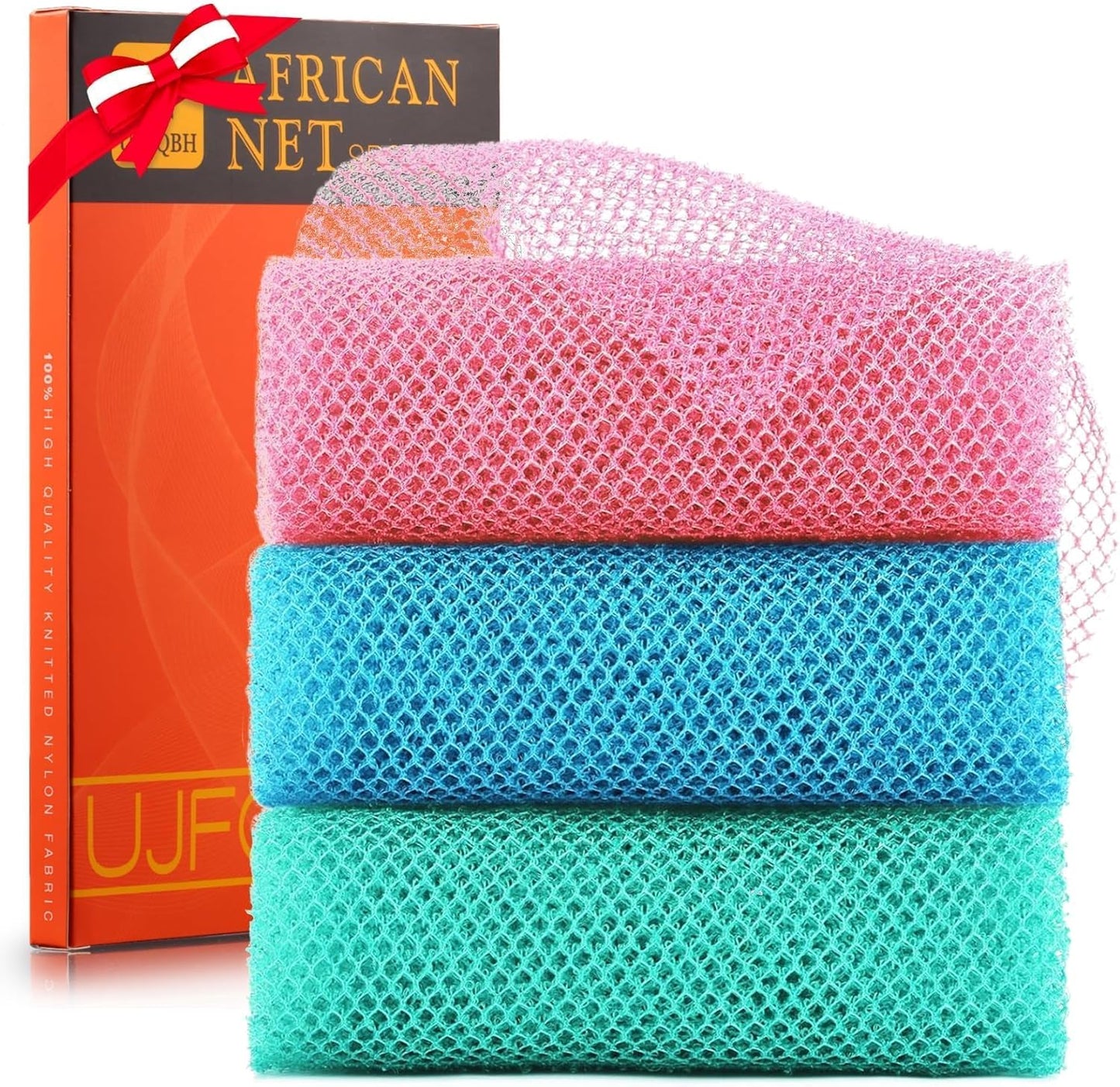 3-Piece African Exfoliating Net Bath Sponge Set | Skin Smoother | Daily Use