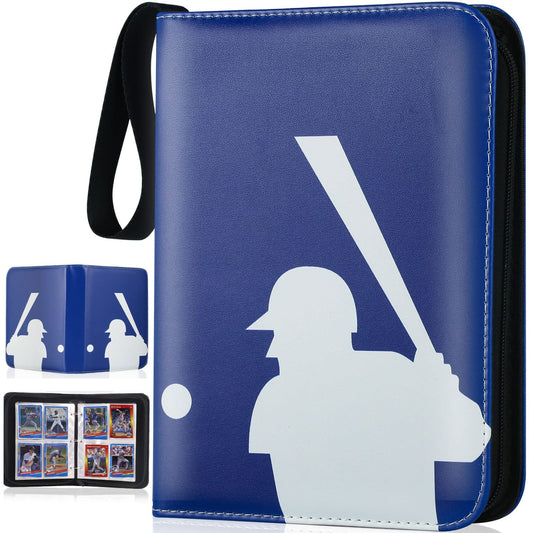 Card Binder 4 Pocket, Trading Card Binder with Sleeves, Baseball Card Binder, Sports Card Binder Collectible Trading Card Albums Fits 400 Cards with 50 Removable Sleeves