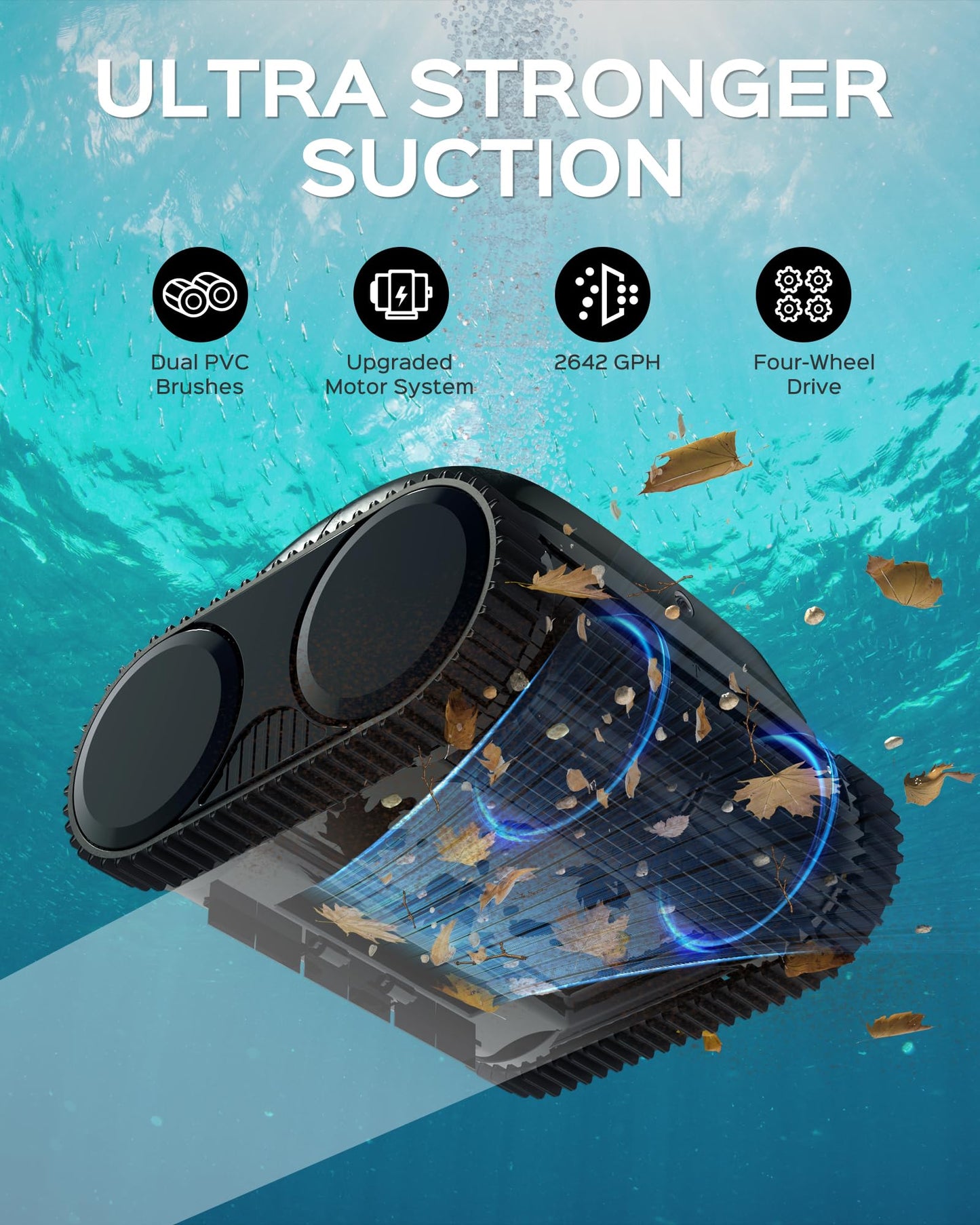 WYBOT C1 Robotic Pool Vacuum for Inground Pools, 150min Runtime Cordless Pool Cleaner up to 1,614Sq.ft, Wall & Waterline Cleaning, 4-in-1 Smart Navigation, App Support