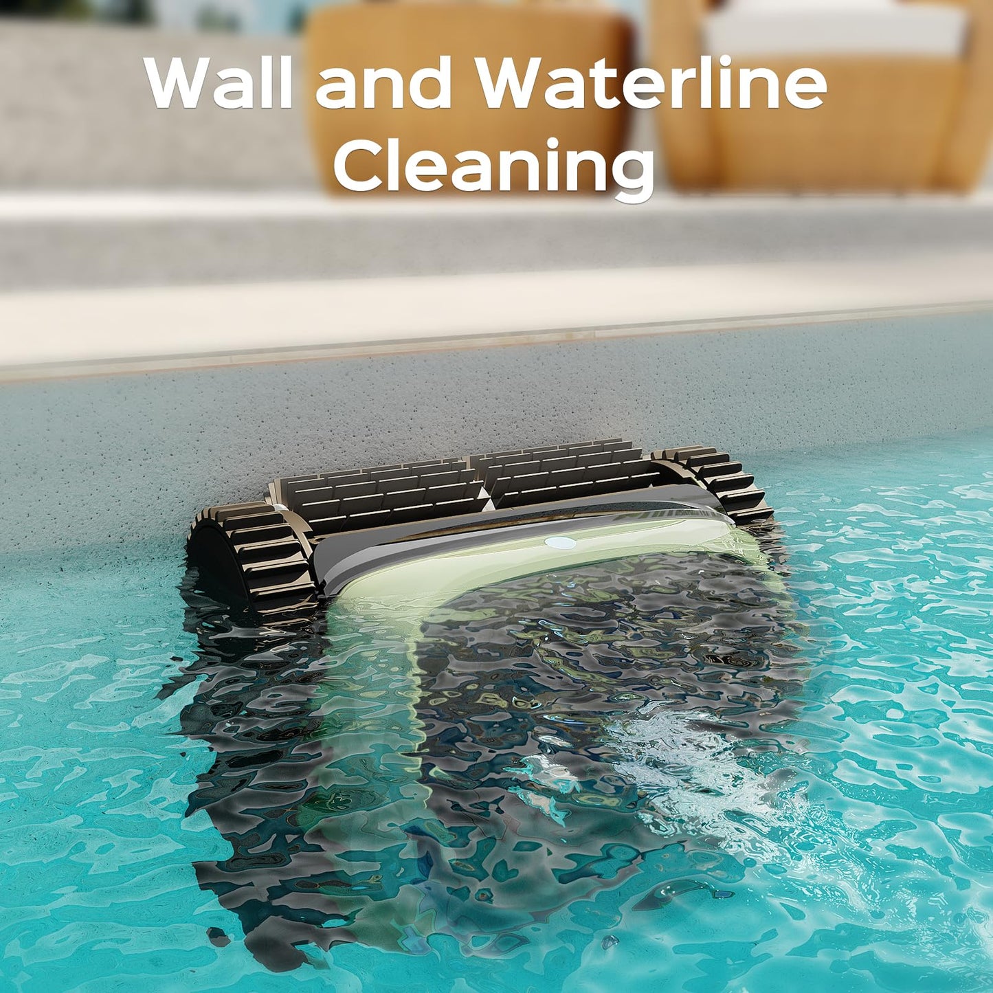Pool Vacuum for Inground Pools, Cordless Robotic Pool Cleaner, Wall and Waterline Cleaning, Intelligent Route Planning, 150 min Runtime, for Pools up to 1,600 Sq.ft