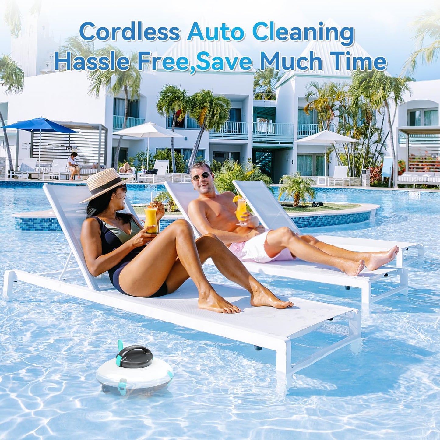 Cordless Robotic Pool Cleaner, Automatic Above Ground Pool Vacuum with 70 Mins Runtime, 15KPa Powerful Suction, Self-Parking, Lightweight, Ideal for Above-Ground Flat Pools up to 38 Feet, Green
