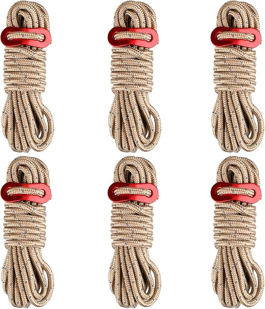 Azarxis Reflective Tent Guide Rope Lightweight Guy Line Cord with Aluminum Adjuster Guyline Tent Cord Tensioner for Camping Hiking Backpacking - Essential Survival Gear 13 Feet