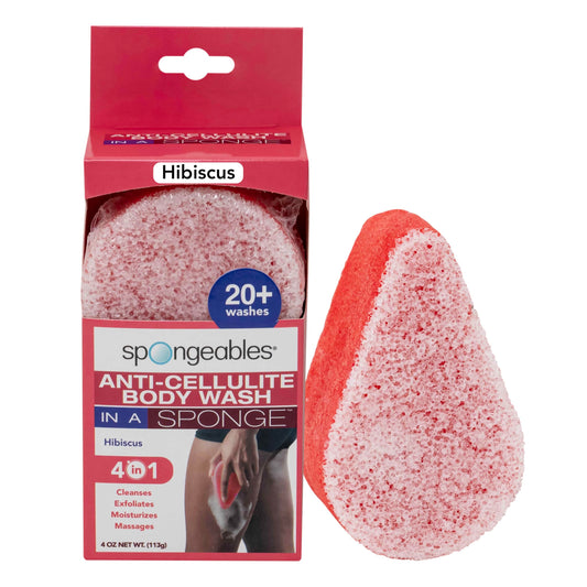 Spongeables Anti Cellulite Body Wash in a 20+ Wash Sponge, Hibiscus, 1 Count
