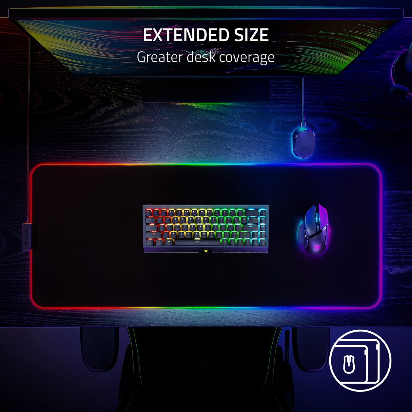 Razer Strider Chroma Hybrid Gaming Mouse Mat with Razer Chroma RGB: Hybrid Soft/Hard Mat - 19 Razer Chroma RGB Lighting Zones - Warp and Water-Resistant - Anti-Slip Base - Seamless Edges