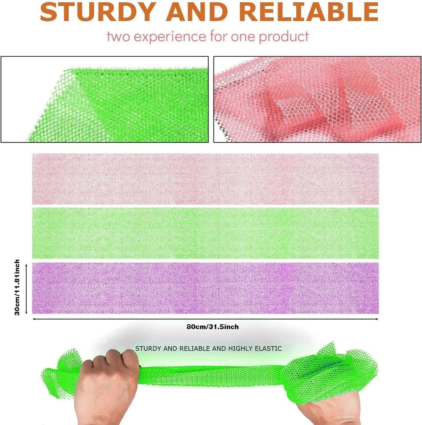 3-Piece African Exfoliating Net Bath Sponge Set | Skin Smoother | Daily Use