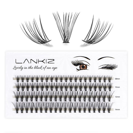 LANKIZ Individual Eyelashes, 20D Cluster Lashes for DIY Lash Extension at Home, C Curl 0.07 Mix Faux Mink Eyelashes Individual Lashes
