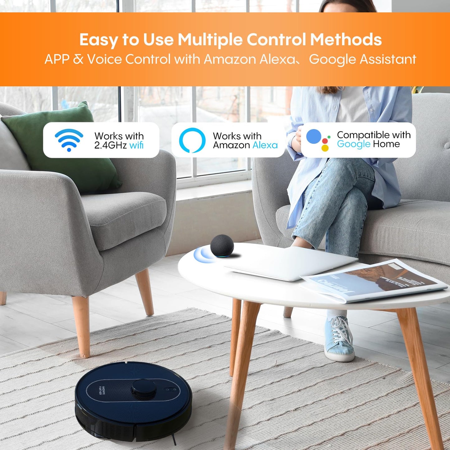 Robot Vacuum and Mop: Self-Emptying 5000Pa Robotic Vacuum Real-Time Mapping/No-Go Zones for 60 Days Hands-Free Cleaning, 3-In-1 LiDAR Navigation Alexa/APP Robot Vacuum Cleaner for Hard Floor & Carpet