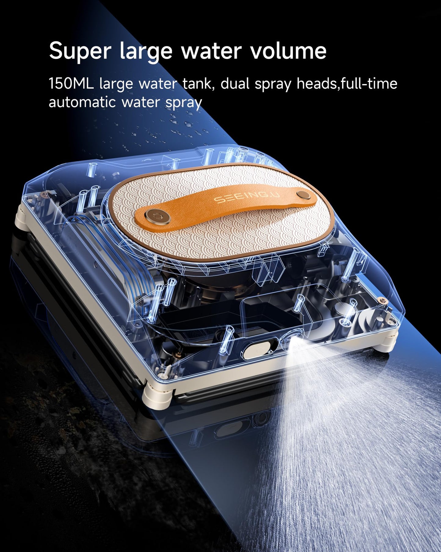 SEEING.U Window Cleaning Robot, Window Cleaner Robot with Dual Water Spray 6000Pa Suction Power Automatic Cleaning with Intelligent Path Planning Perfect for High-Rise Windows and Glass Doors