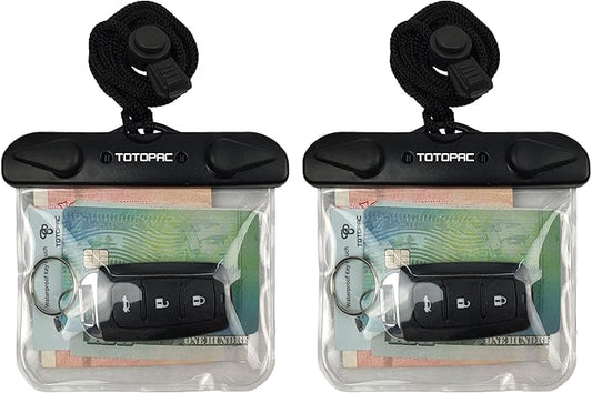 2Pack Waterproof Car Key FOB Case Floating Wallet Pouch for Remote Keys ID Credit Card Cash Money Submersible Dry Bag Holder (2, Transparent + Transparent)