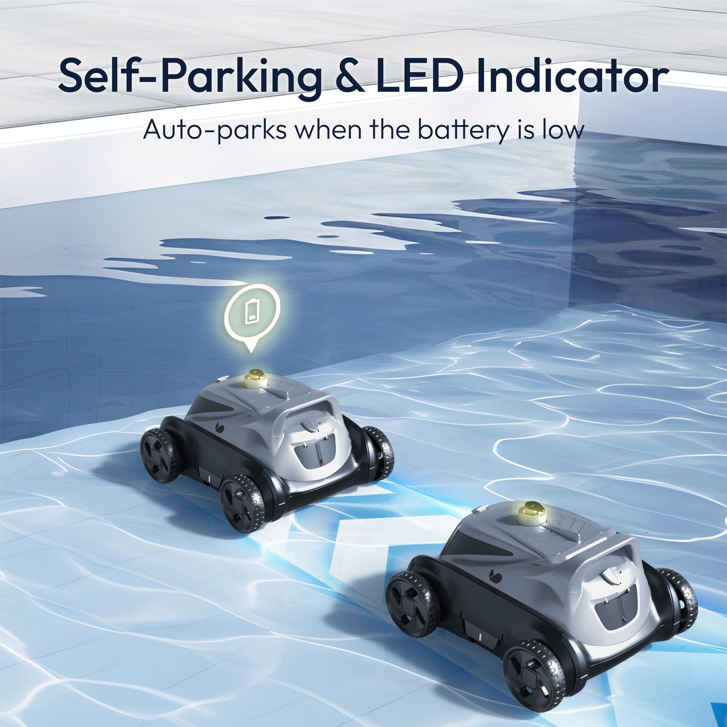 BUBLUE B10P Cordless Robotic Pool Cleaner, Pool Vacuum with Unmatched Bluehole Suction, Dual Motors, DirtLock 2.0, Self-Parking, 140-Min Runtime for Above-Ground Flat Pools up to 1,076 Sq.Ft.