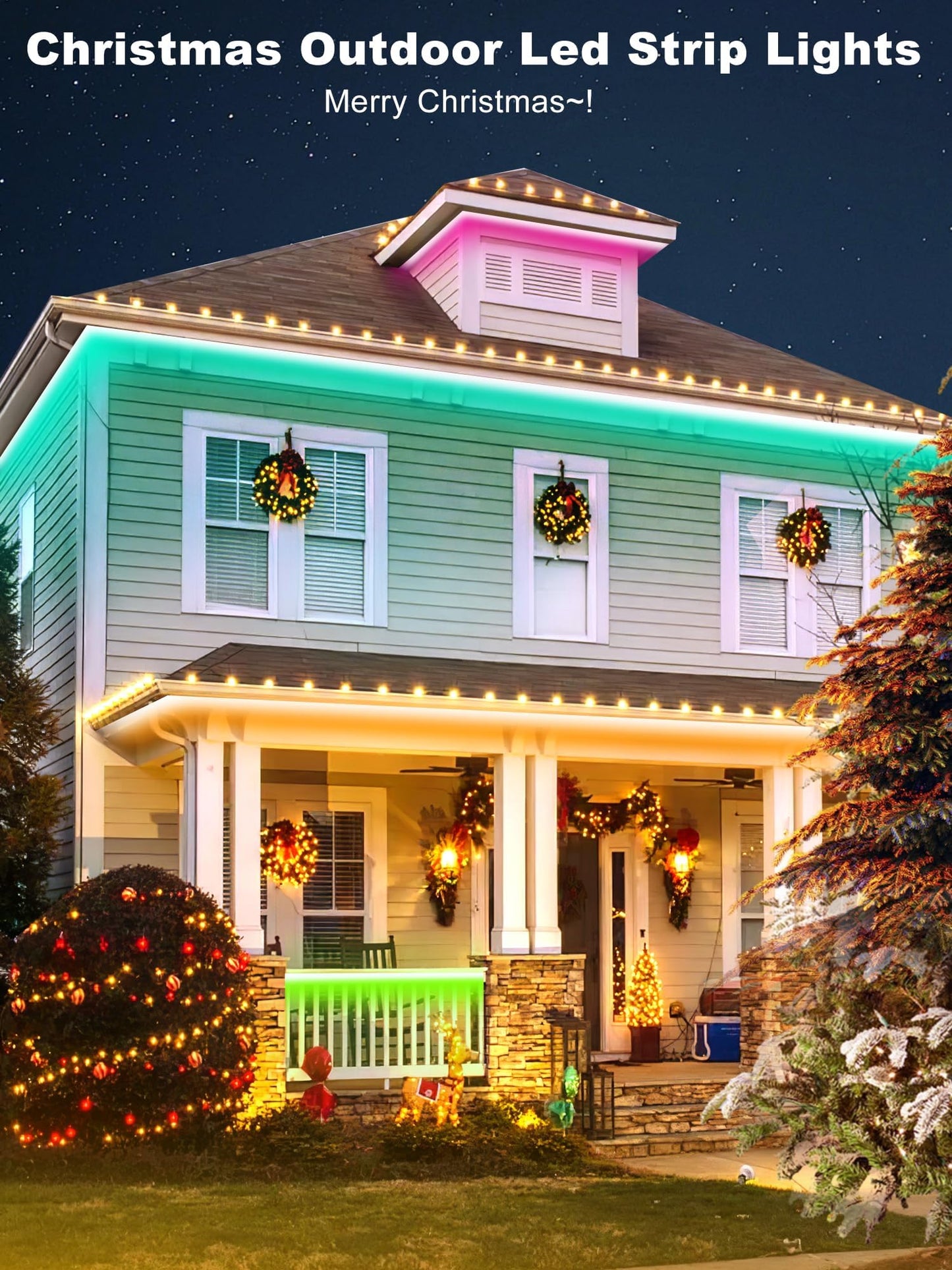 Ledagic Outdoor Led Strip Lights Waterproof 400ft, Ip68 Outside Led Light Strip Waterproof with Remote and App Control, Exterior Led Rope Lights Music Syne RGB Strip Lights for House Party Decoration