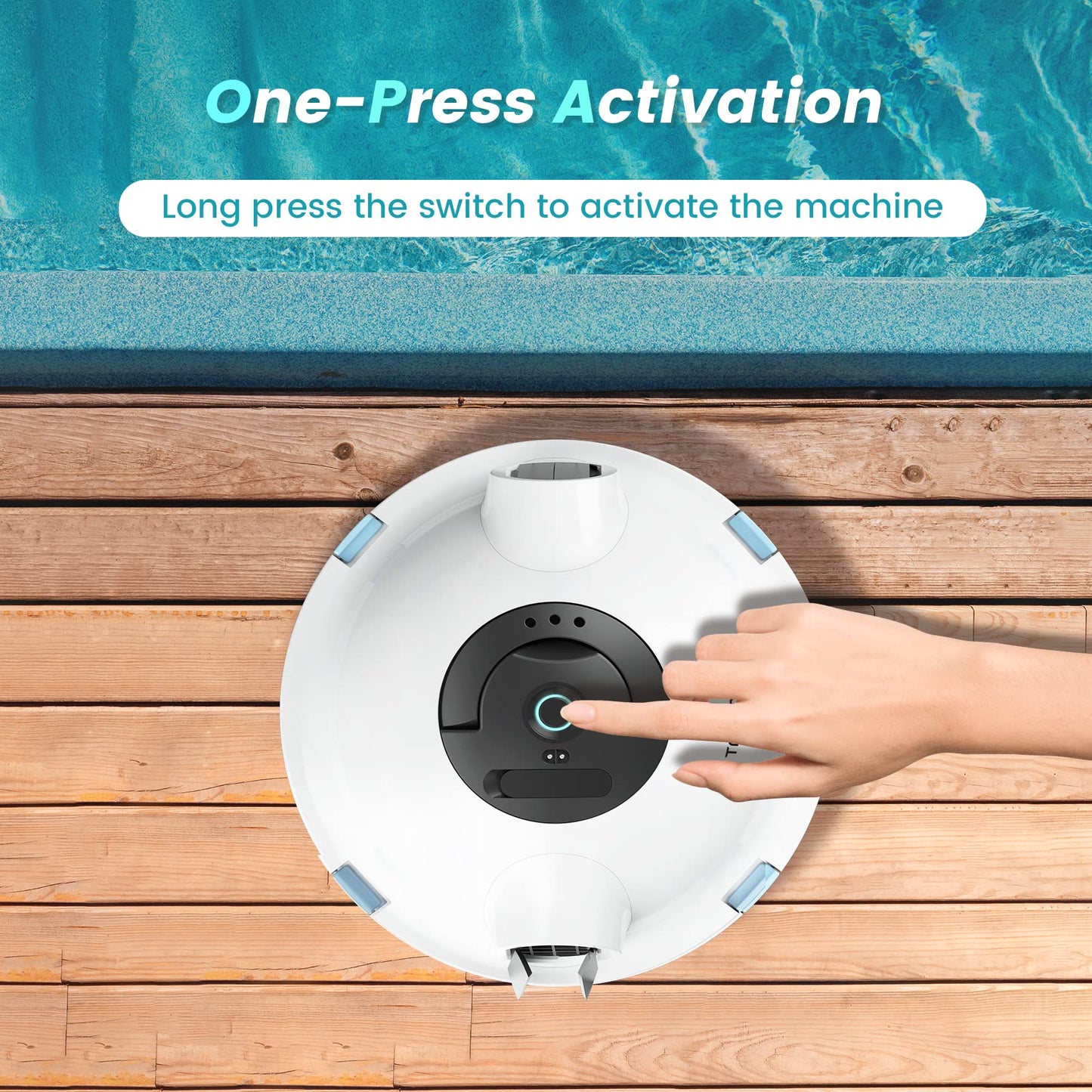 OUCAXIA Y10 Cordless Robotic Pool Cleaner Automatic Vacuum - 90 Mins Runtime, Powerful Suction, Self-Parking, Lightweight for Above/Inground Pools Up to 65ft/1100 Sq.Ft, White