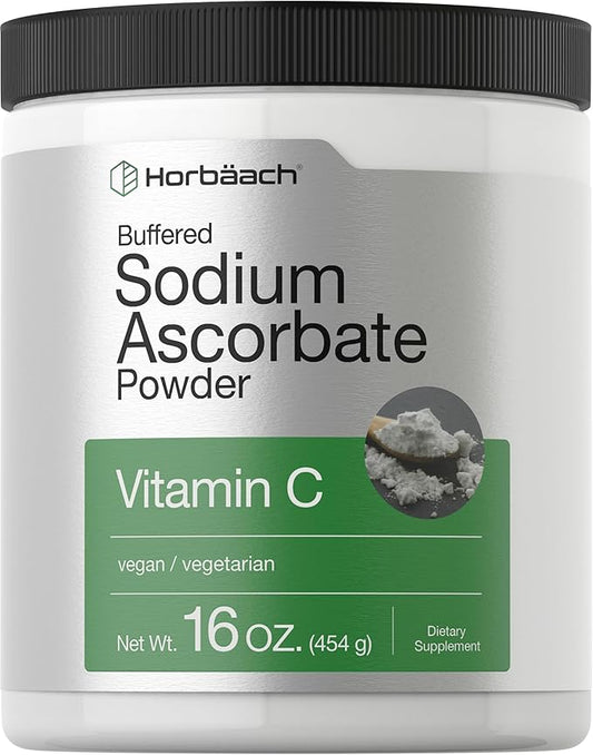 Horbäach Buffered Sodium Ascorbate Vitamin C Powder | 16 oz | Vegan, Non-GMO, and Gluten Free Supplement