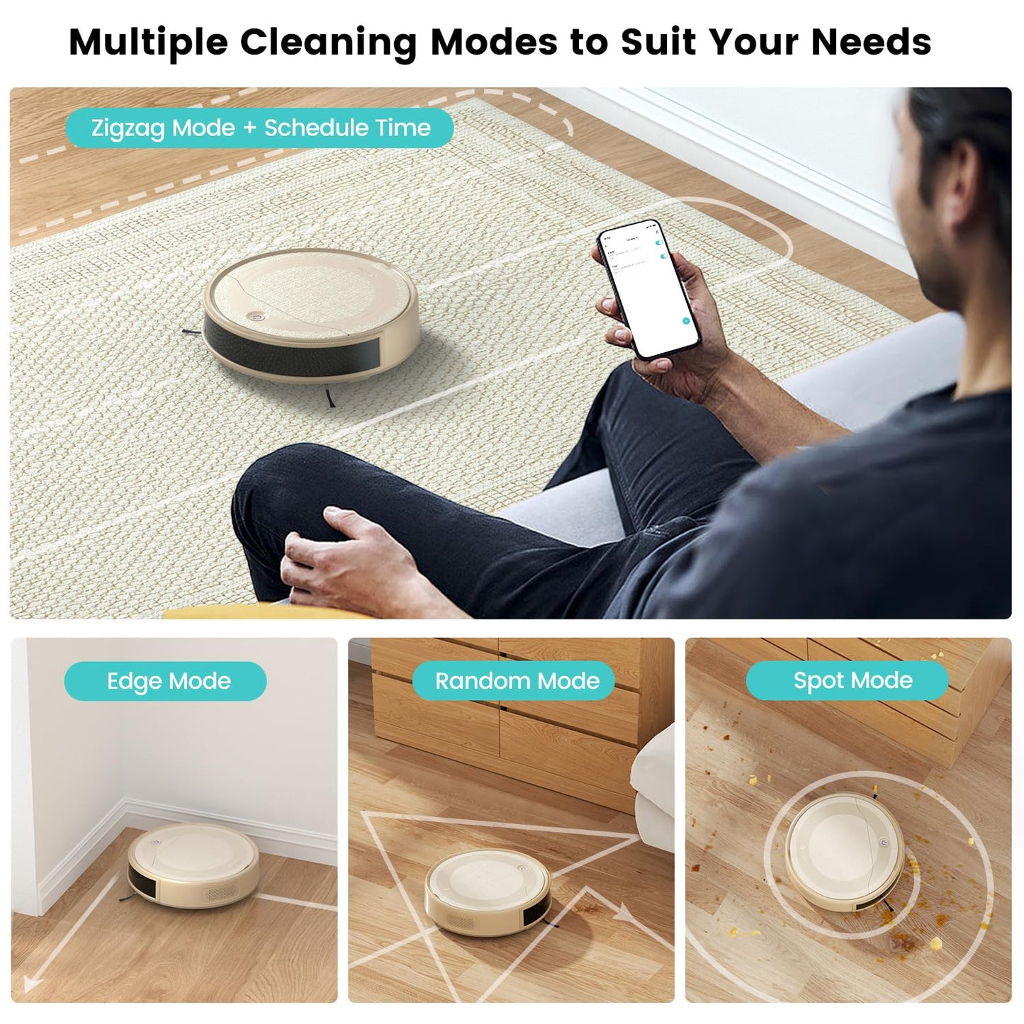 Lefant M310 Robot Vacuum Cleaner, 4500Pa Strong Suction with PreciSense Avoiding, Slim, Self-Charging, 160Mins Runtime, App/Wi-Fi/Alexa, Ideal for Pet Hair & Hard Floor Cleaning