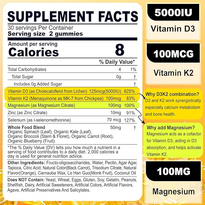2Pack Vegan Vitamin D3 5000IUK2 Gummies+ 2Pack Methylated Multivitamin for Women Gummies
