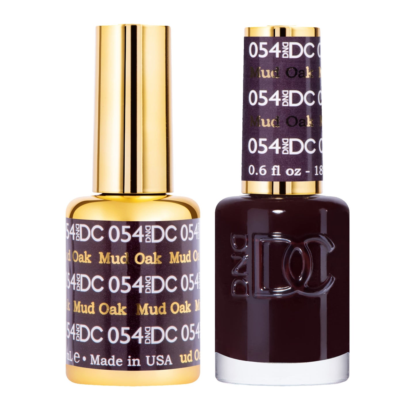 DND DC Gel Polish Set, Brown Collection, UV/LED Gel Polish and Air Dry Nail Lacquer, Matching Chip-Free Polish Duo, 054 Mud Oak, 0.5 Fl Oz