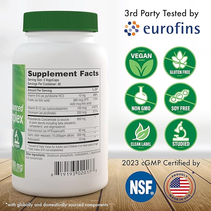 Health Thru Nutrition Advanced Cholesterol Complex | Heart Health Support & Lipid Metabolism with Phytosterols, Policosanol, Hydroxytyrosol, Chromium and More | Vegan, Non-GMO (Pack of 90)