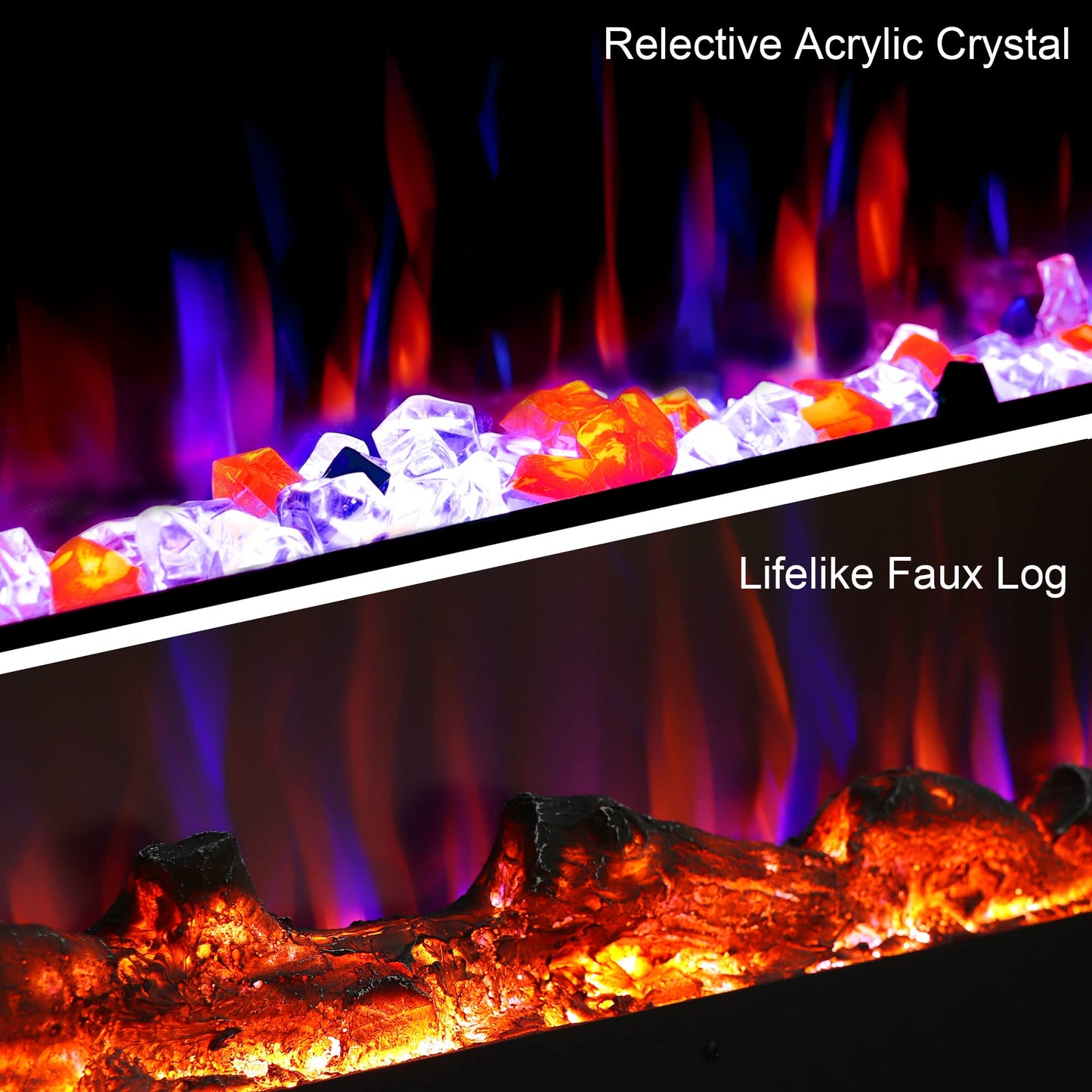 36'' Smart Electric Fireplace Inserts, Recessed & Wall Mount Electric Heater and Linear Fireplace with APP& Touch Screen &Remote Control, 62-99°F Temperature, Hard Wired & Plug in