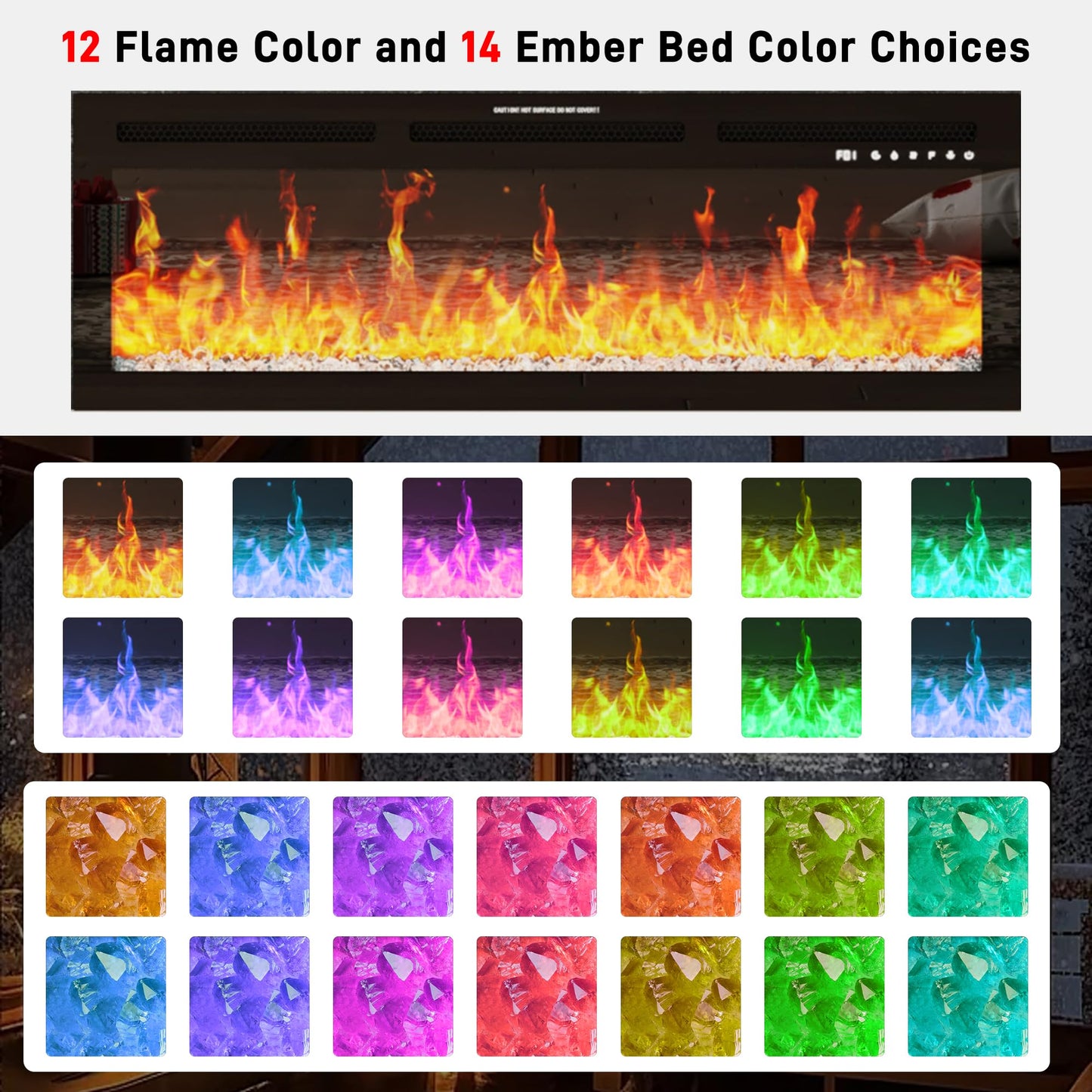 85" Electric Fireplace with Mantel, Fireplace TV Stand w/42 Electric Fireplace for 65 Inch TVs with Power Outlets, Farmhouse Entertainment Center with Storage for Living Room, Bedroom, Antique White